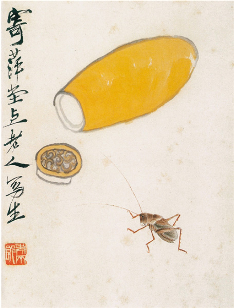 齐白石 葫芦蝈蝈 中国美术馆藏